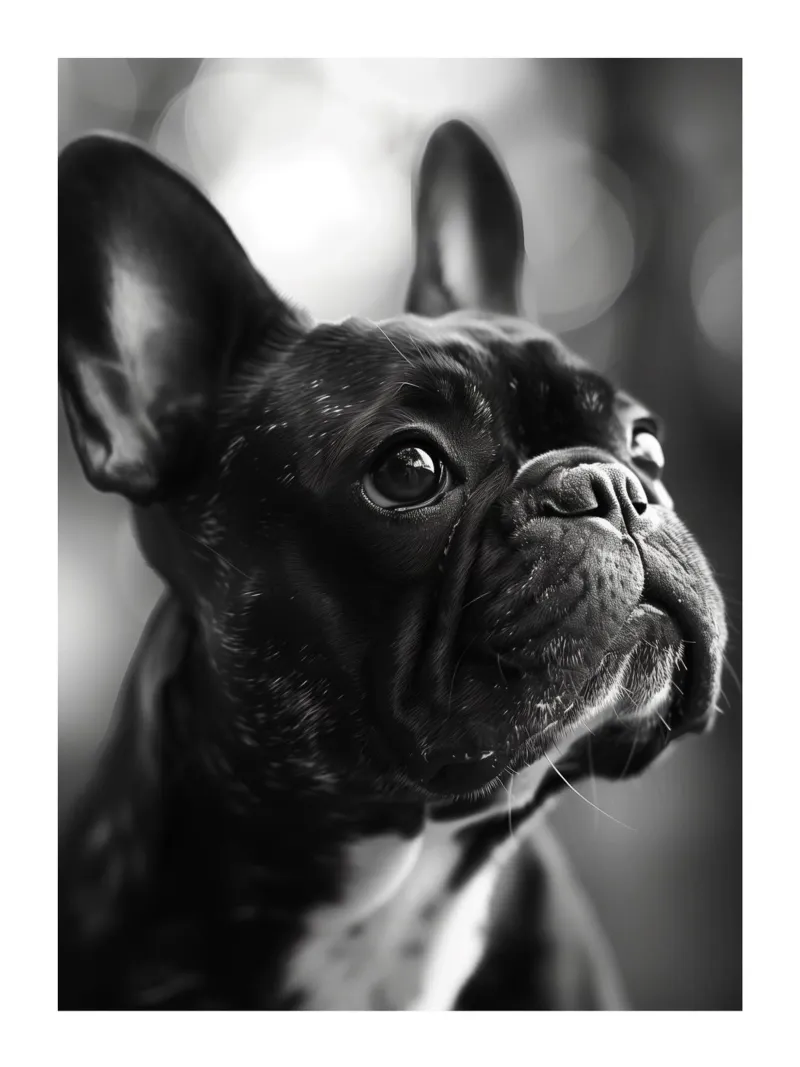 Elegante ritratto di un bulldog francese carta hahnemühle da Monochrome