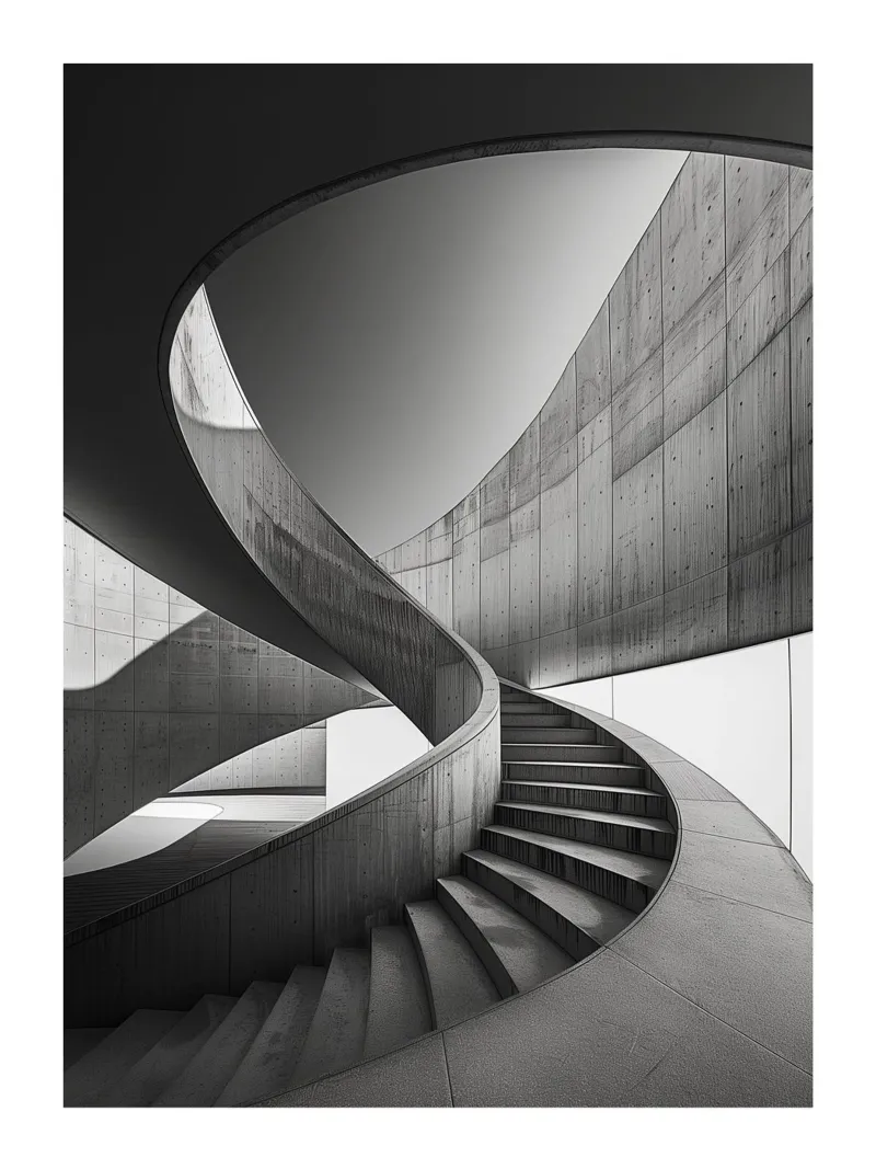 Scala a chiocciola contemporanea alluminio dibond da Monochrome