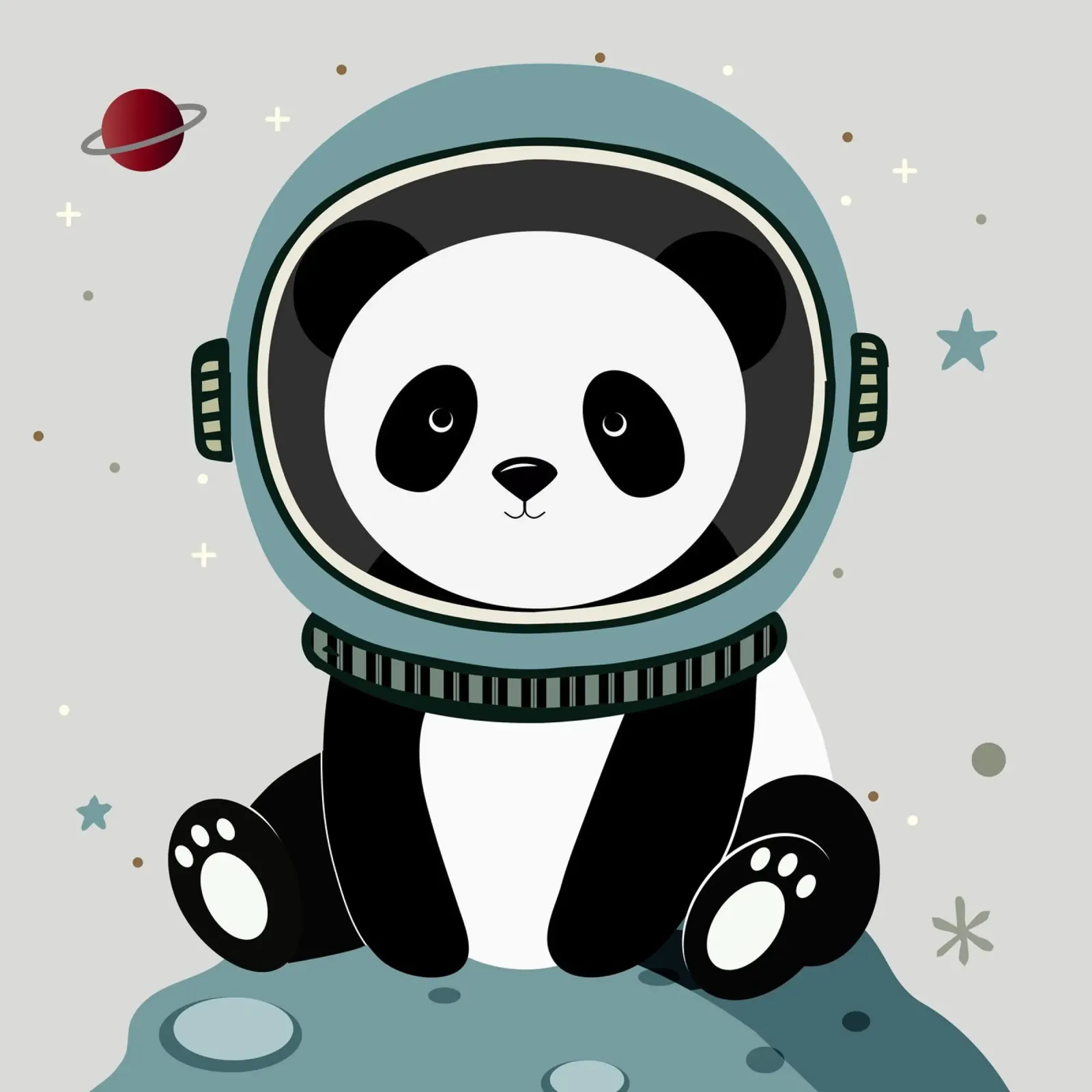 Astronaut panda - Imaginative space illustration canvas with Floater frame by namosh