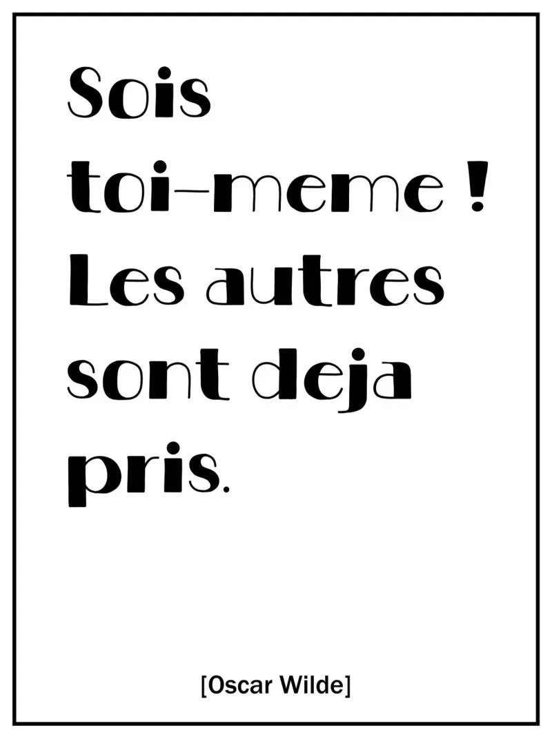 Oscar Wilde inspirational quote poster in French forex plate by Wall of Words