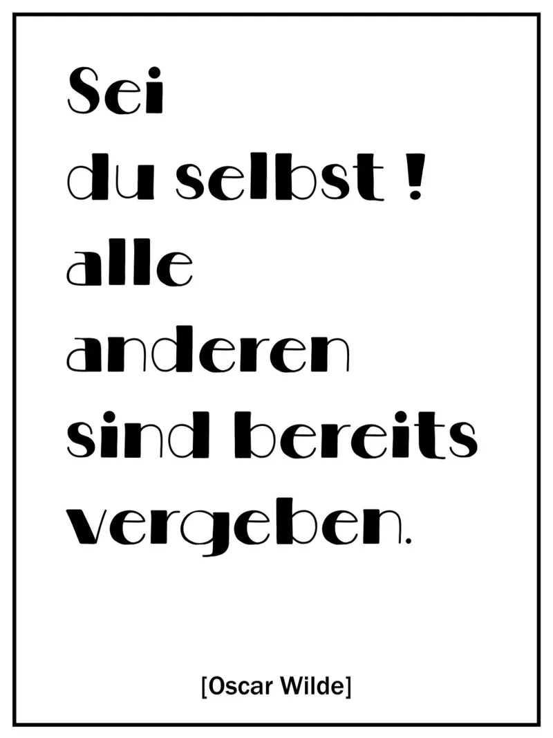 Poster con citazioni di Oscar Wilde in tedesco carta hahnemühle da Wall of Words