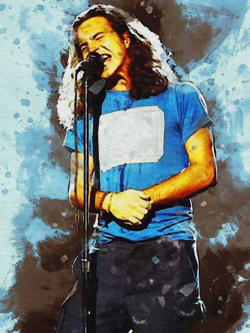 Macchia di ritratto Eddie Vedder alluminio dibond da Gunawan Rb