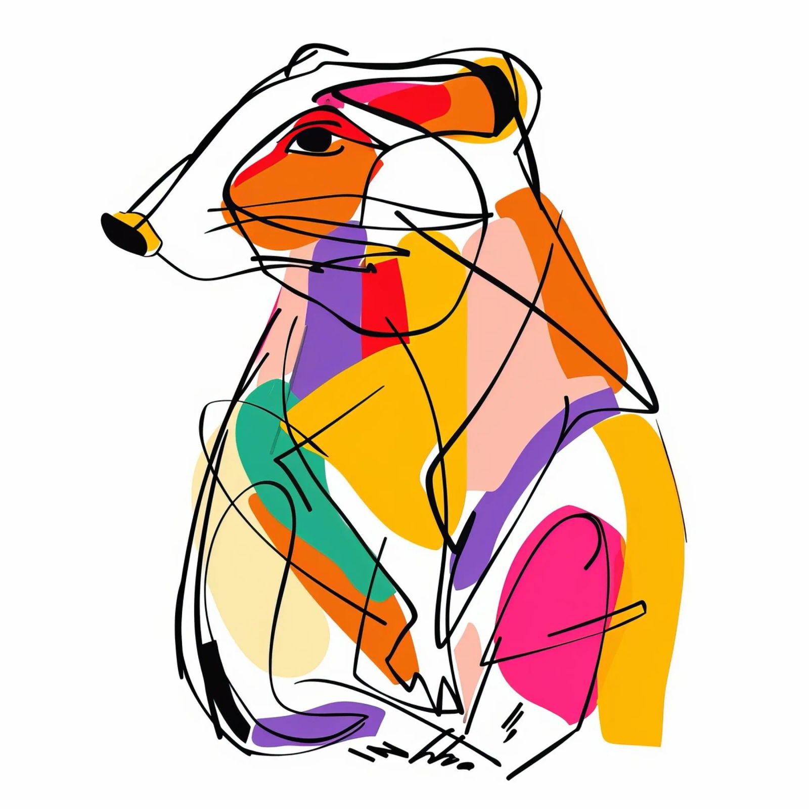 MAJESTÄTISCHE TIERE STRICHZEICHNUNG Poster von Art Digital Visuel