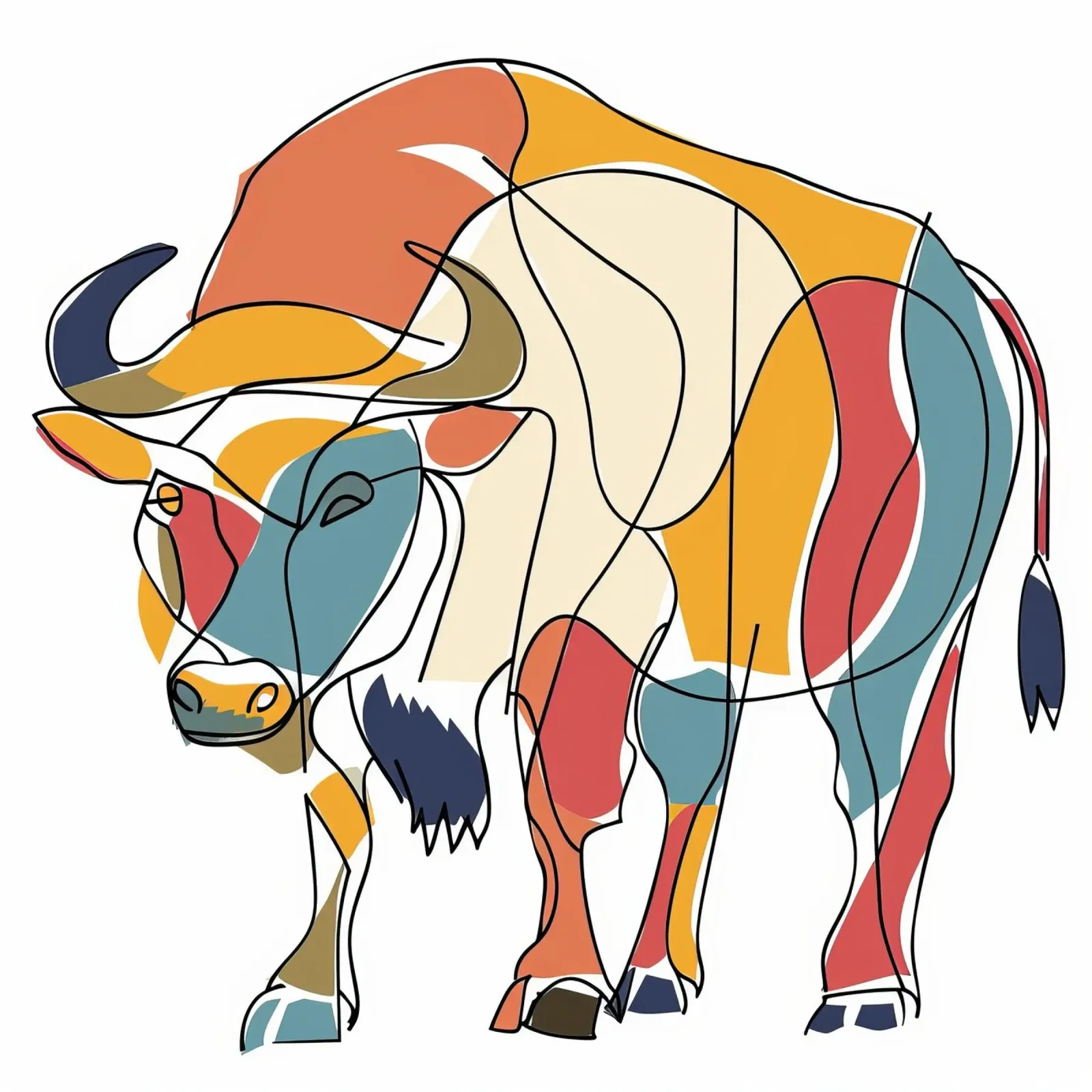 DIBUJOS LINEALES DE ANIMALES MAJESTUOSOS lienzo con Marco flotante de Art Digital Visuel