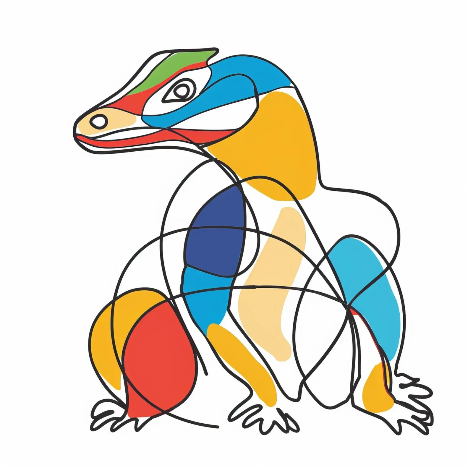 LIJNTEKENINGEN MAJESTUEUZE DIEREN canvas met Baklijst van Art Digital Visuel