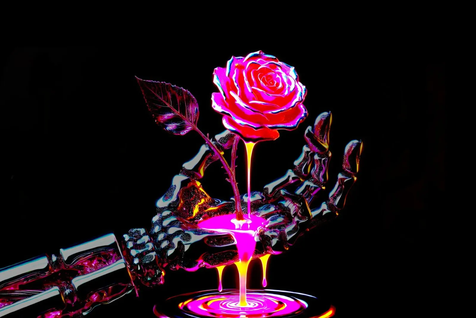 Le rose sono forgiate nel fuoco pellicola backlit da Metallic Meltdown
