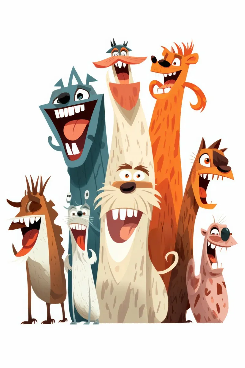 Animali divertenti poster con telaio in legno da Art Digital Visuel