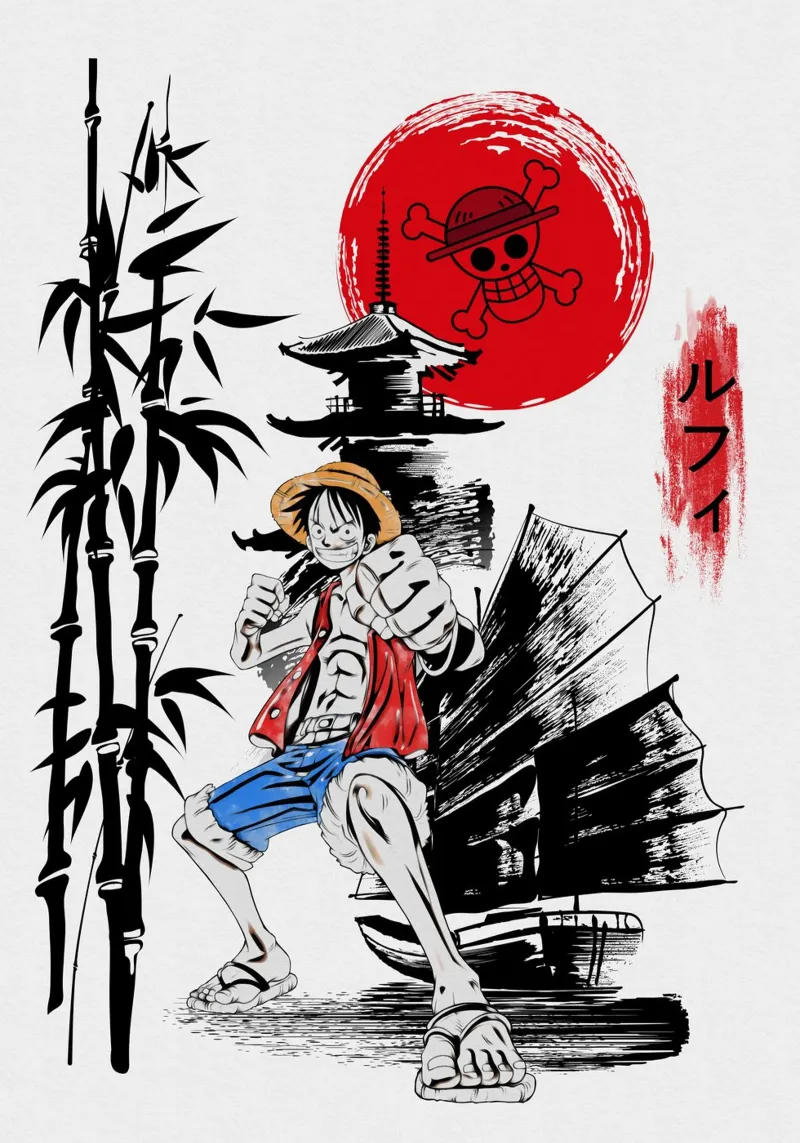 Monkey D Luffy pellicola backlit da Neonartstudio