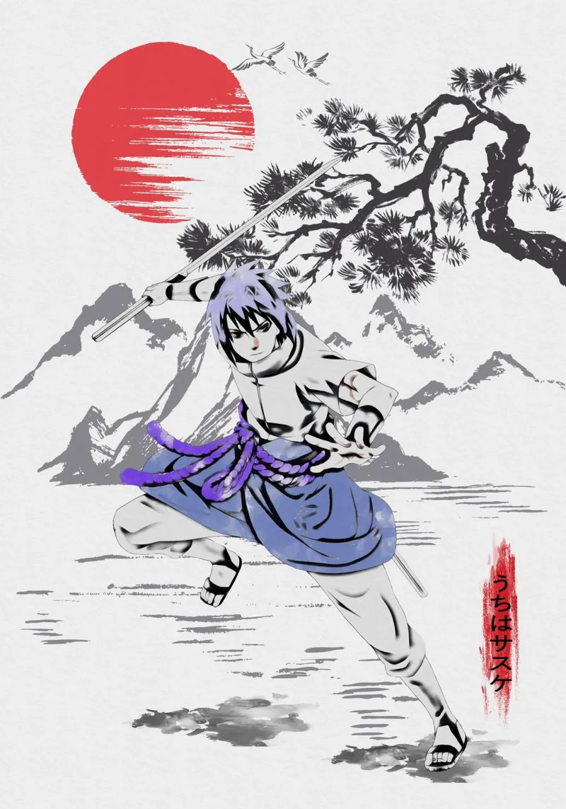 Uchiha Sasuke pellicola backlit da Neonartstudio