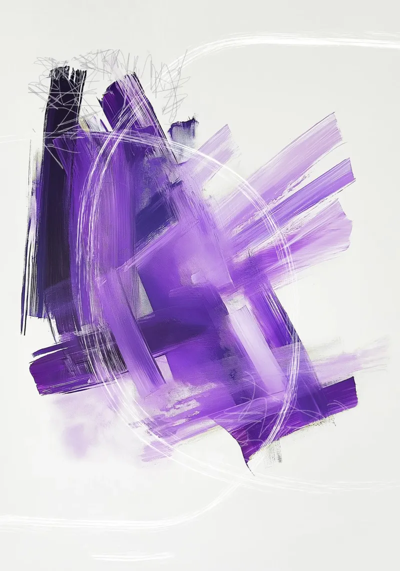Arte astratta moderna con pennellate di viola - texture minimalista pellicola backlit da Abstractly Yours