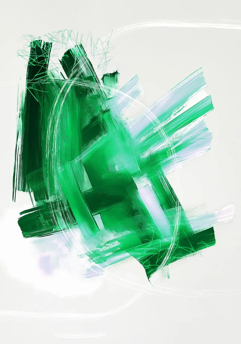 Arte astratta moderna con pennellate verdi - texture minimalista pellicola backlit da Abstractly Yours