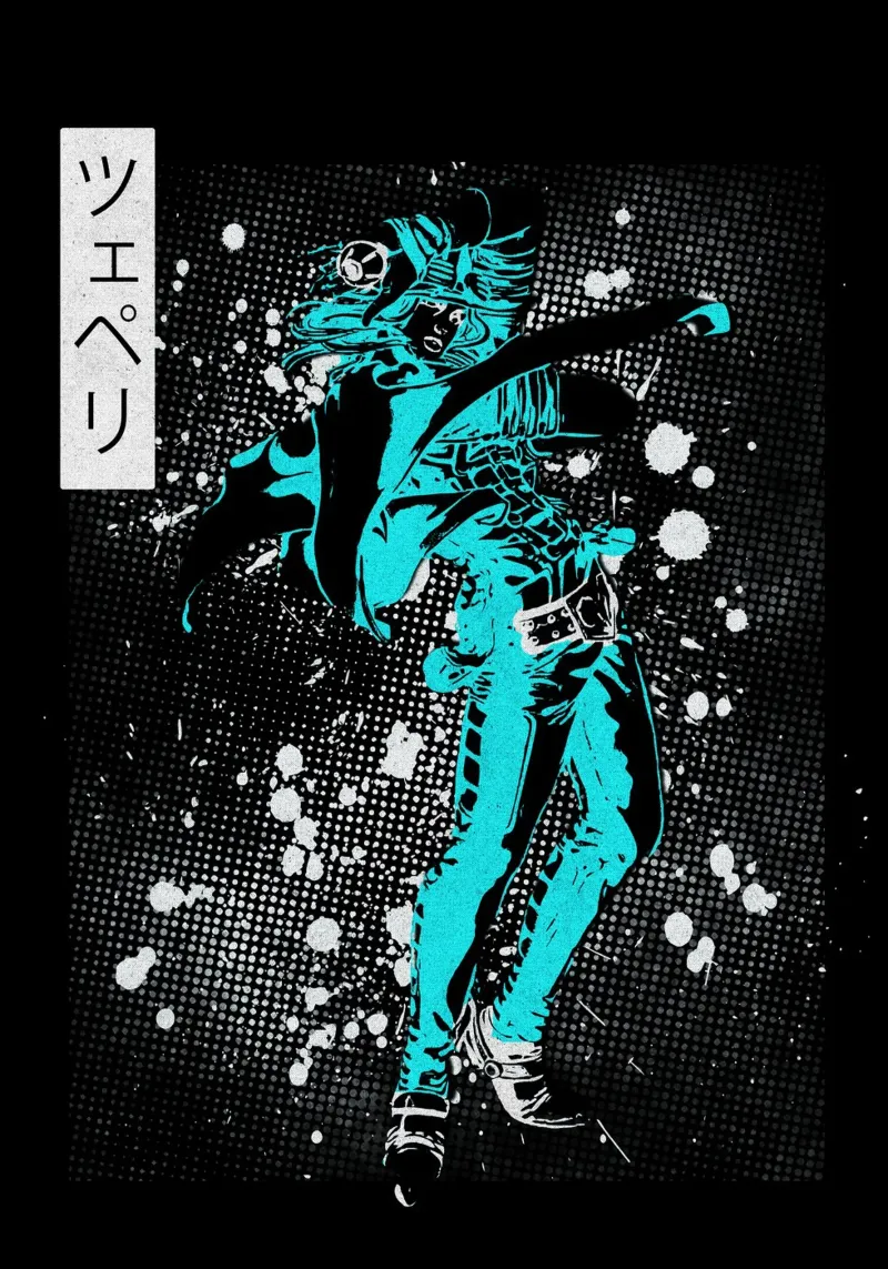 Gyro Zeppeli jojo pellicola backlit da Neonartstudio