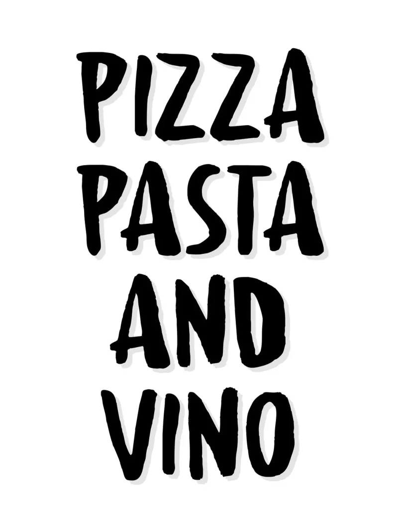 Poster "Pizza, Pasta and Vino" alluminio dibond da Wall of Words