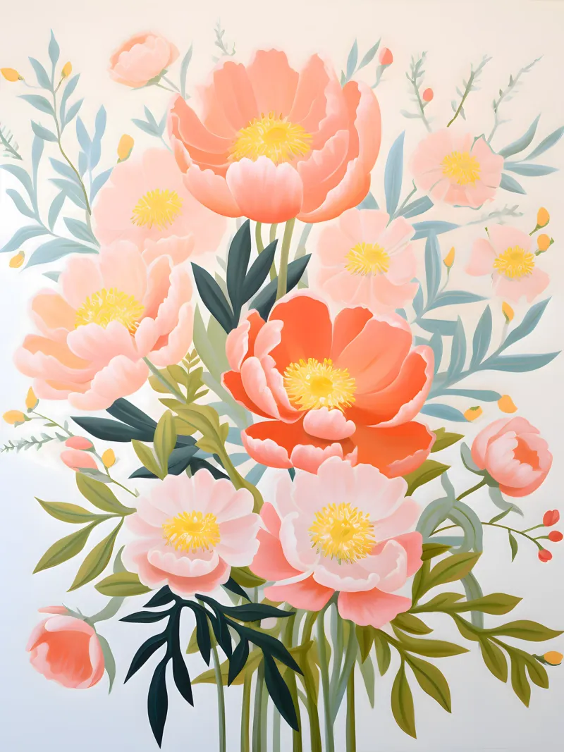 Peony Bliss - Lebendiges Blumendesign Poster von KidzStudio