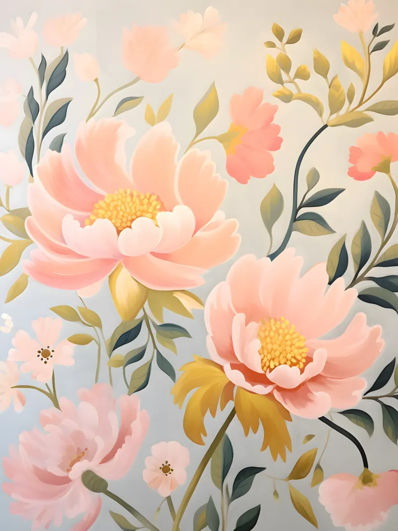 Eleganza della peonia dorata - Design floreale senza tempo poster con telaio in alluminio da KidzStudio