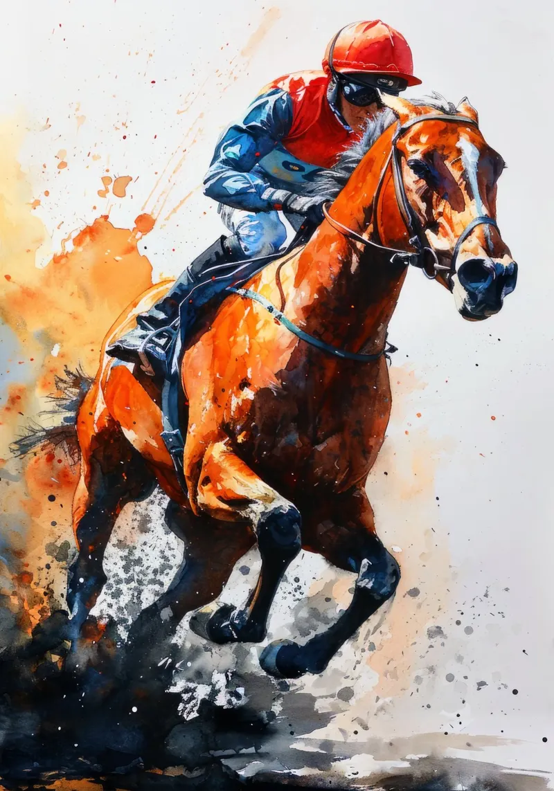 Paardensport kunst canvas met Baklijst van Justyna Jaszke JBJart