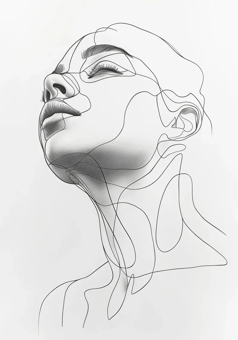 Linien Kunst Frau Hahnemühle von Justyna Jaszke JBJart