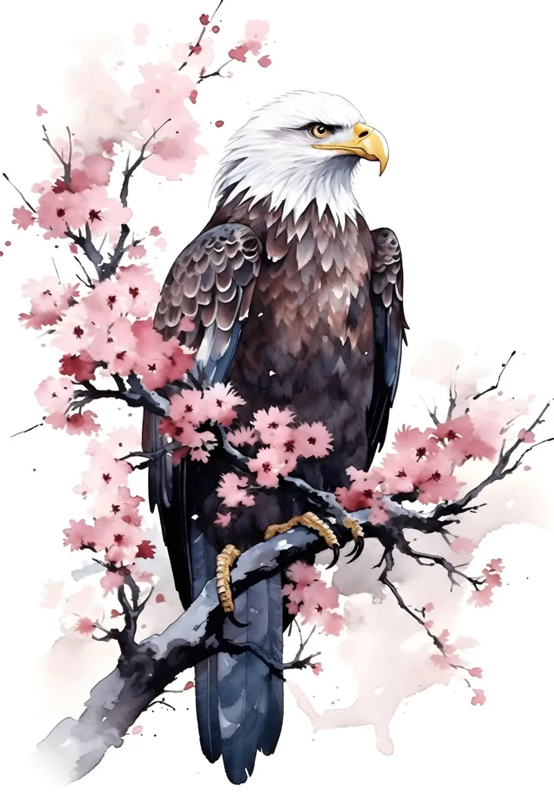 Bald Eagle Watercolor poster con telaio in plastica da FreeArtStudio