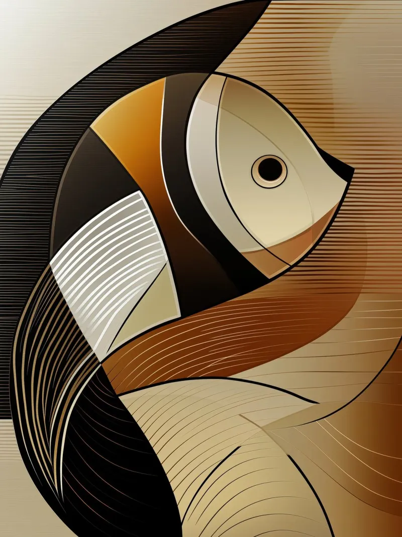 Pescado abstracto lienzo con Marco flotante de Imagine