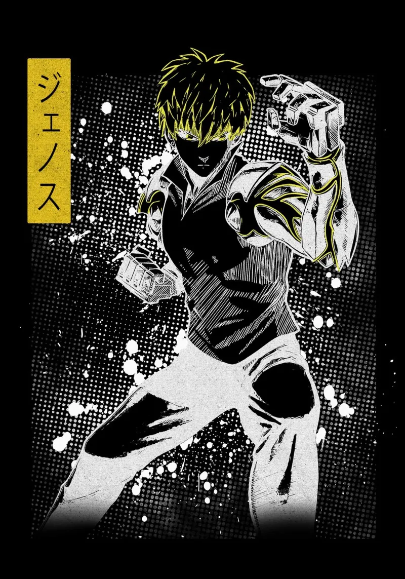 One-Punch Man Genos pellicola backlit da Neonartstudio