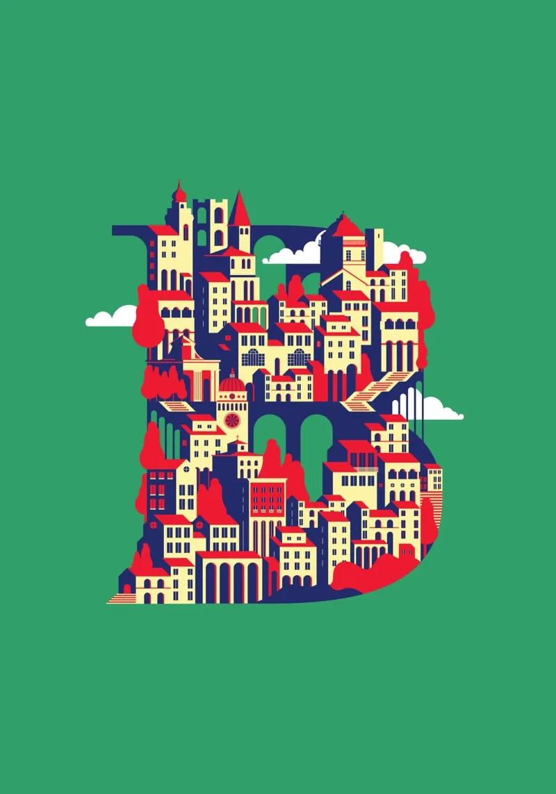 B for Bergamo poster with aluminum frame by La Come Di