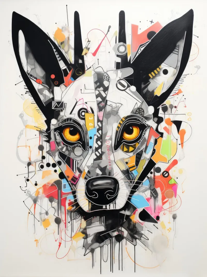 graffiti dieren canvas met Baklijst van Art Digital Visuel