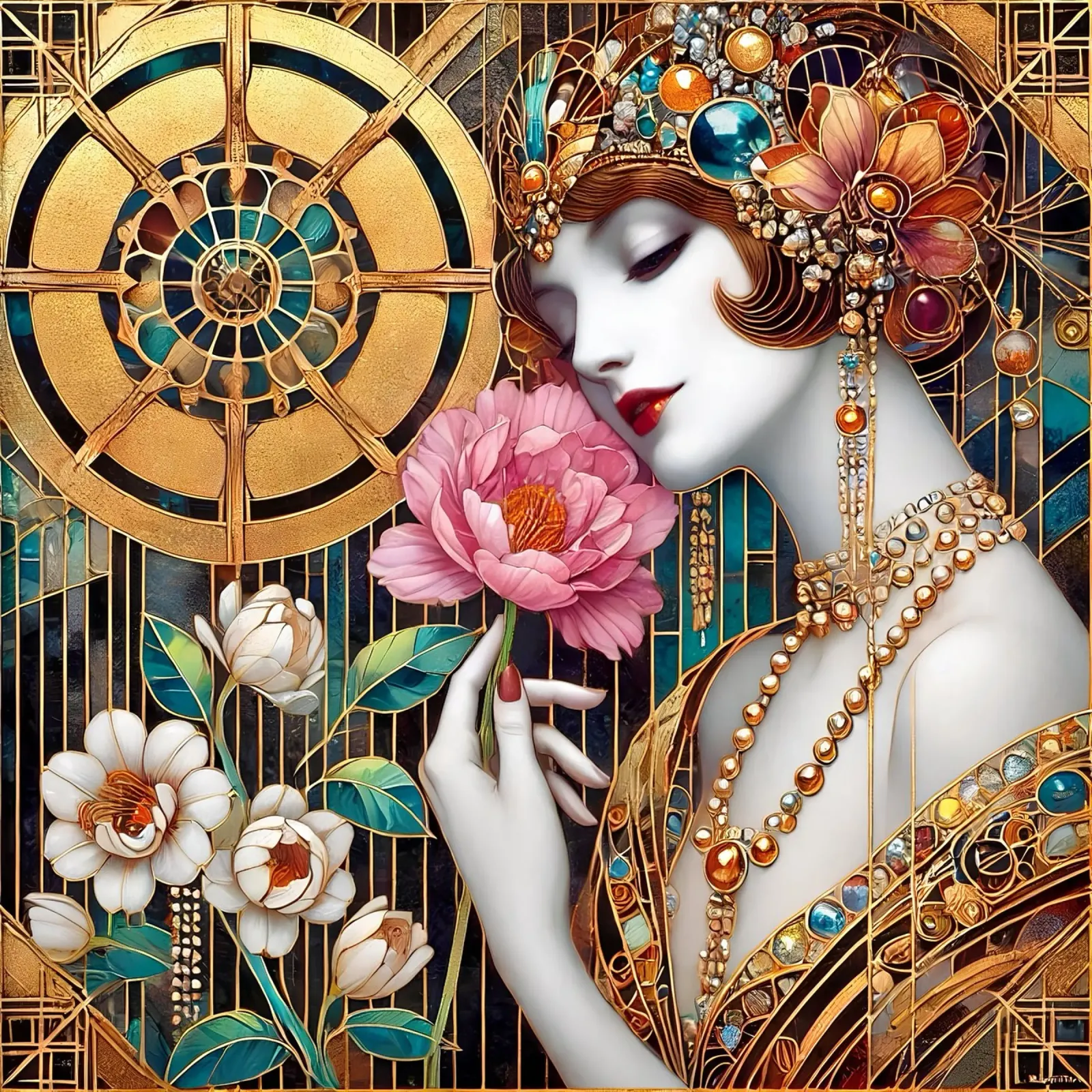 Pink peony alu-dibond by Art-Nouveau-Dsg