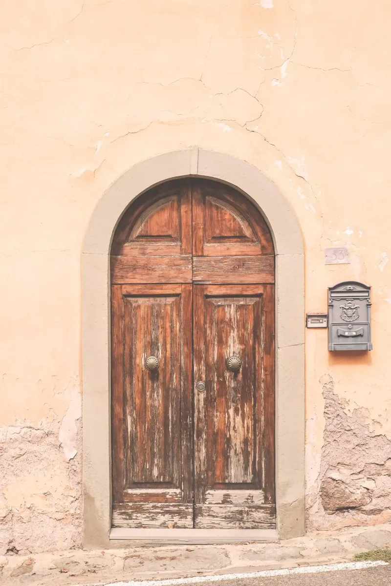 Florence, Italy I Damaged retro vintage wooden door acrylic glass by Julie Travel Photography