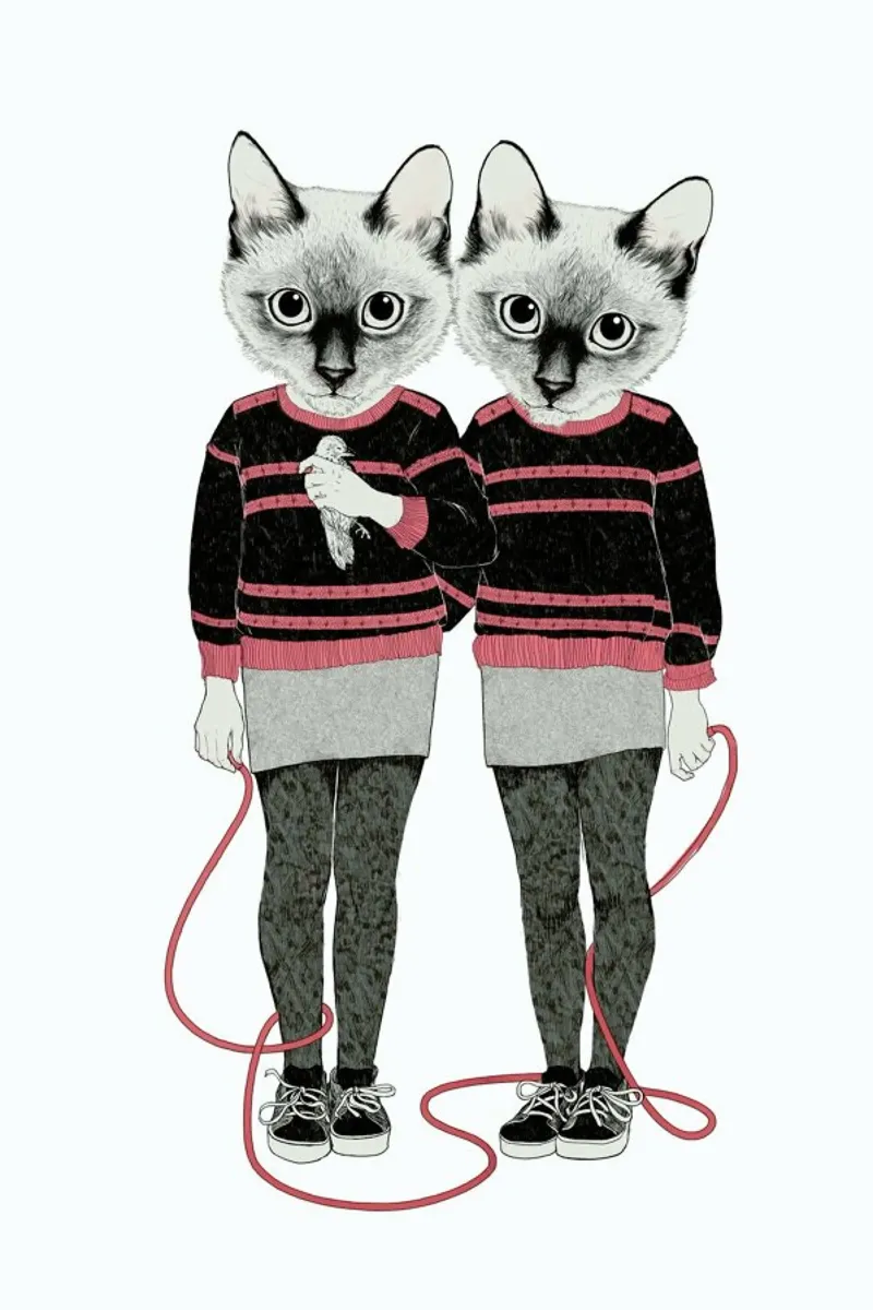 Siames Twins poster con telaio in alluminio da Laura Graves