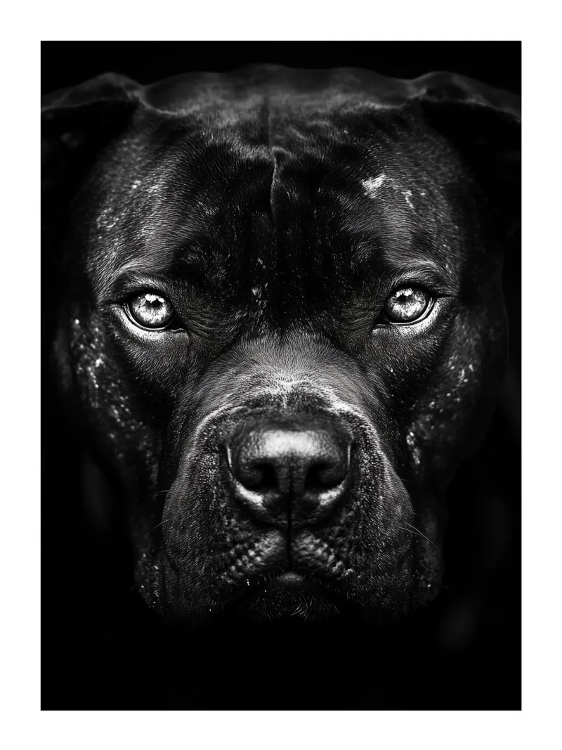 Imponente ritratto di un cane alluminio dibond da Monochrome