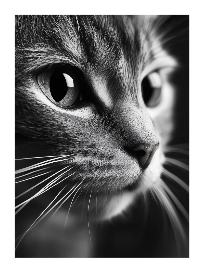 Primo piano artistico di un gatto tela da Monochrome