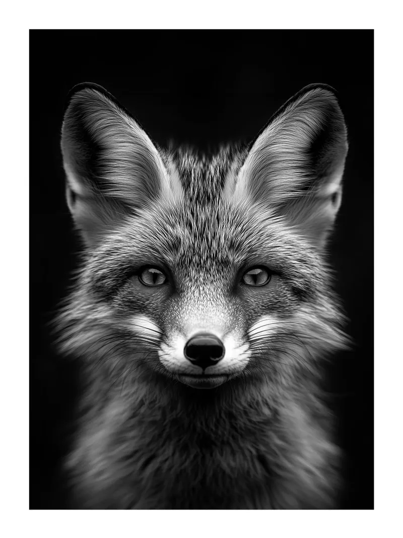Captivating portrait of a fox canvas with Floater frame by Monochrome