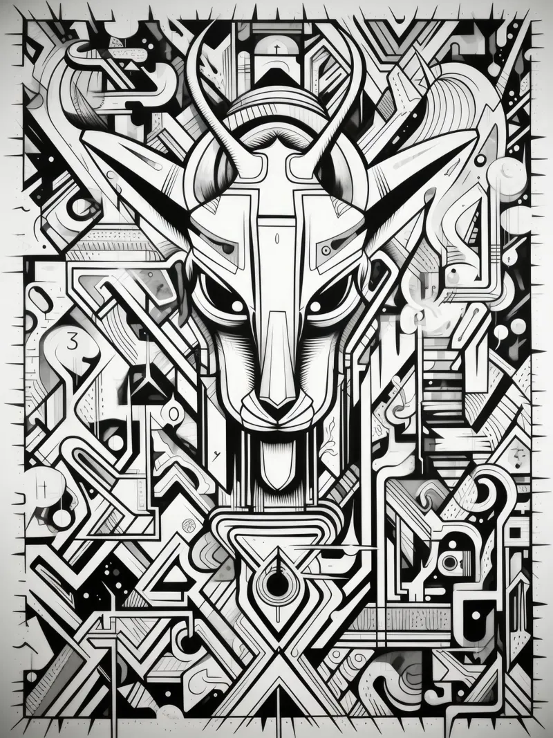 graffiti dieren canvas met Baklijst van Art Digital Visuel