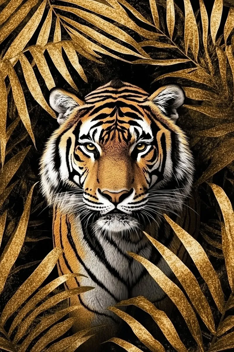 Tijgers in de gouden luxe jungle canvas met Baklijst van Autofocus