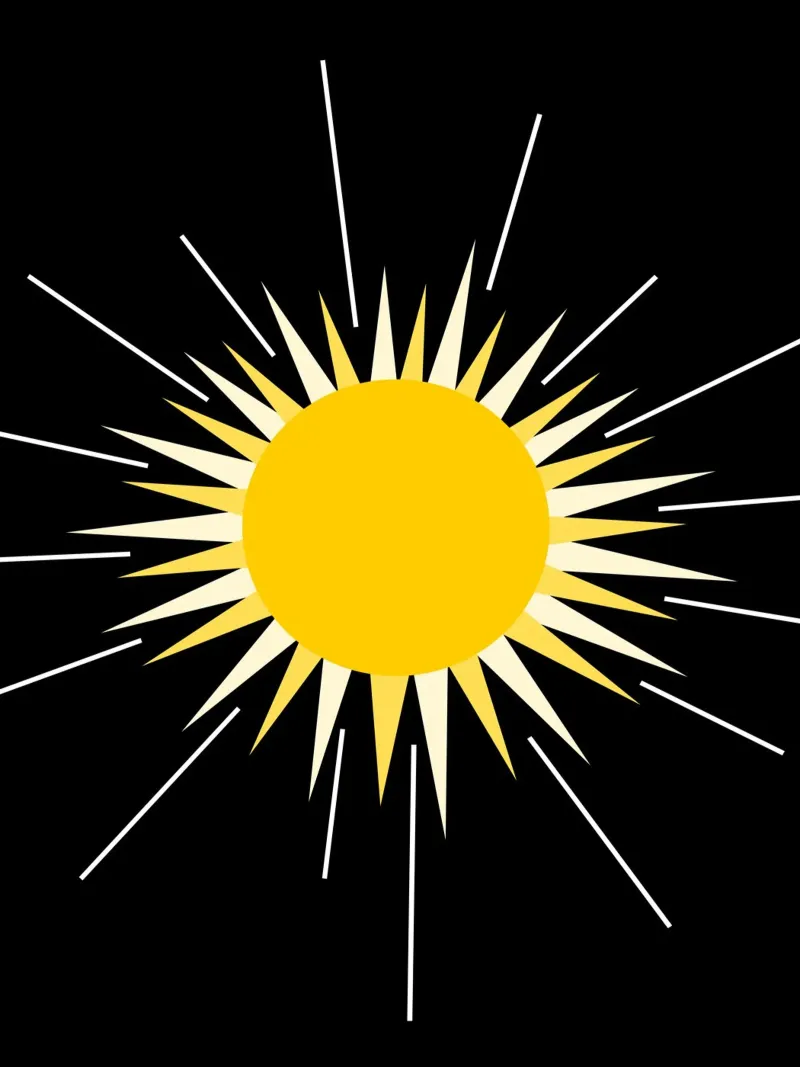 Yellow shinning sun poster con telaio in plastica da baobabprintstore