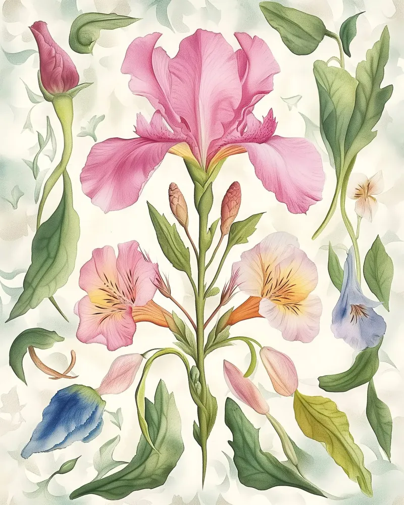 Boho Abstract Flower Spring Iris Bohemian Vintage Nature hahnemühle by Gentle Echoes Art
