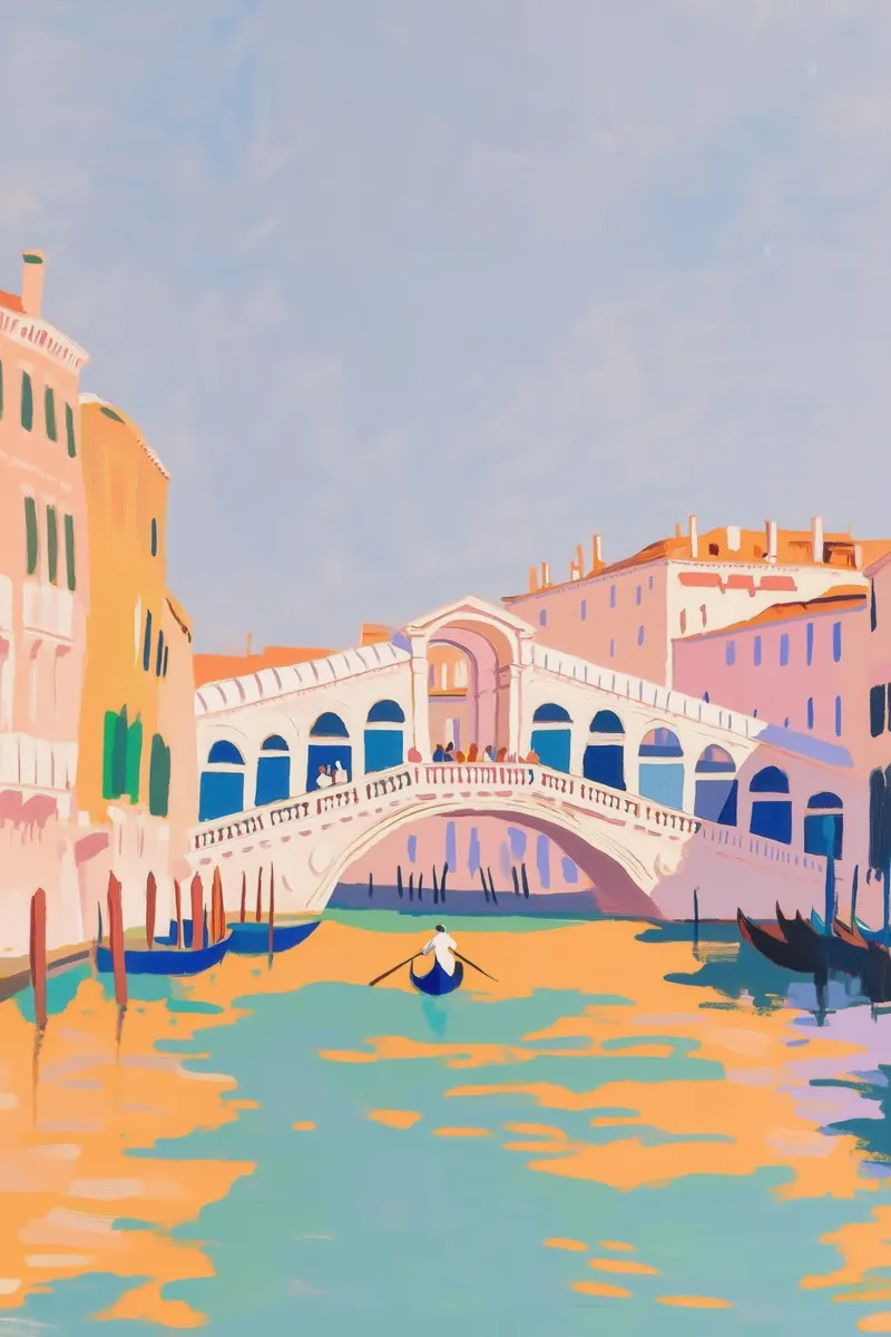 Venice, Italy Painting poster with wooden frame by Melloi Art Print