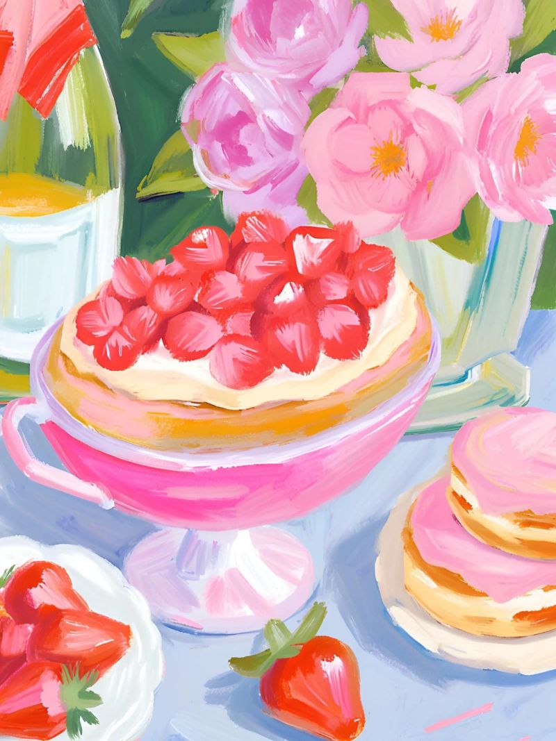 Strawberry Brunch Poster poster by Bella Studio