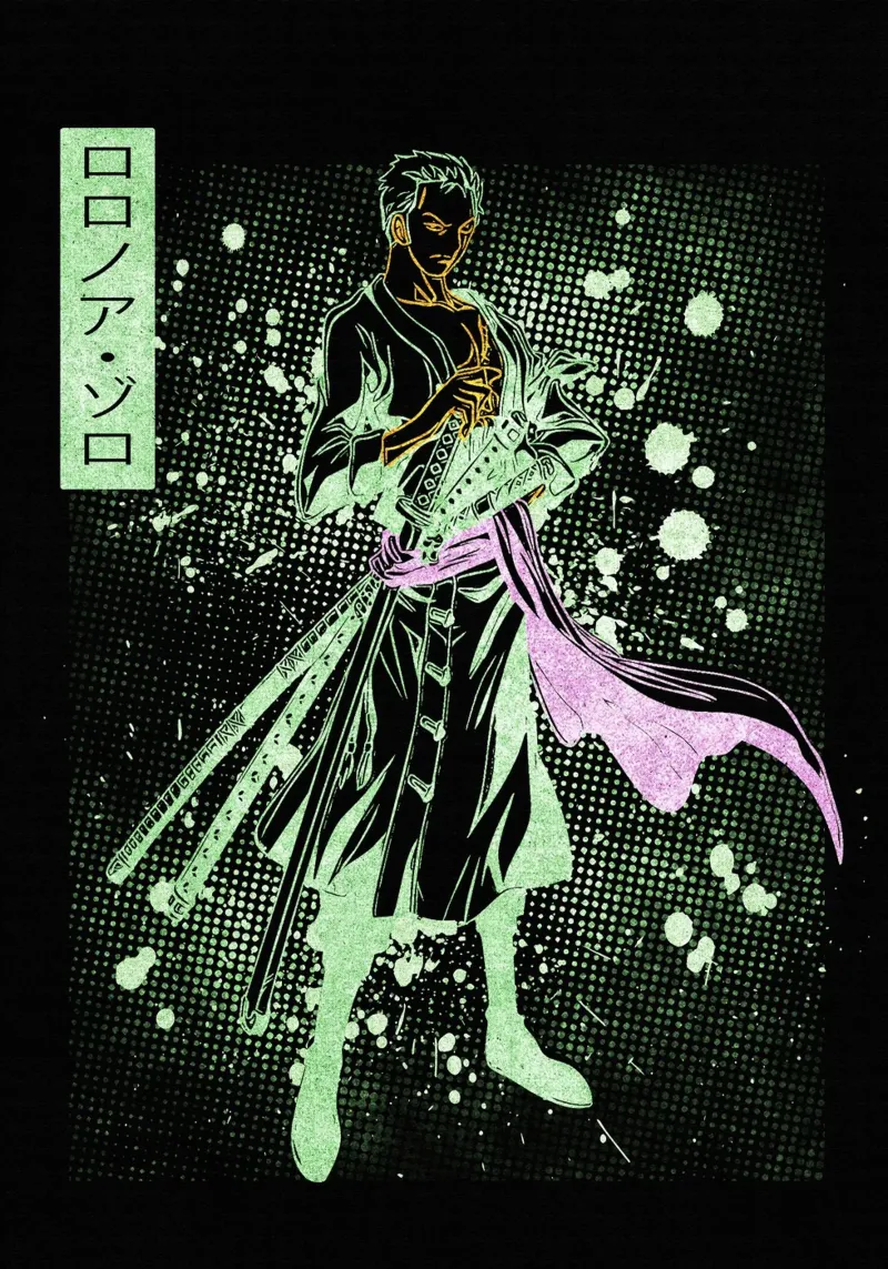 Roronoa Zoro pellicola backlit da Neonartstudio