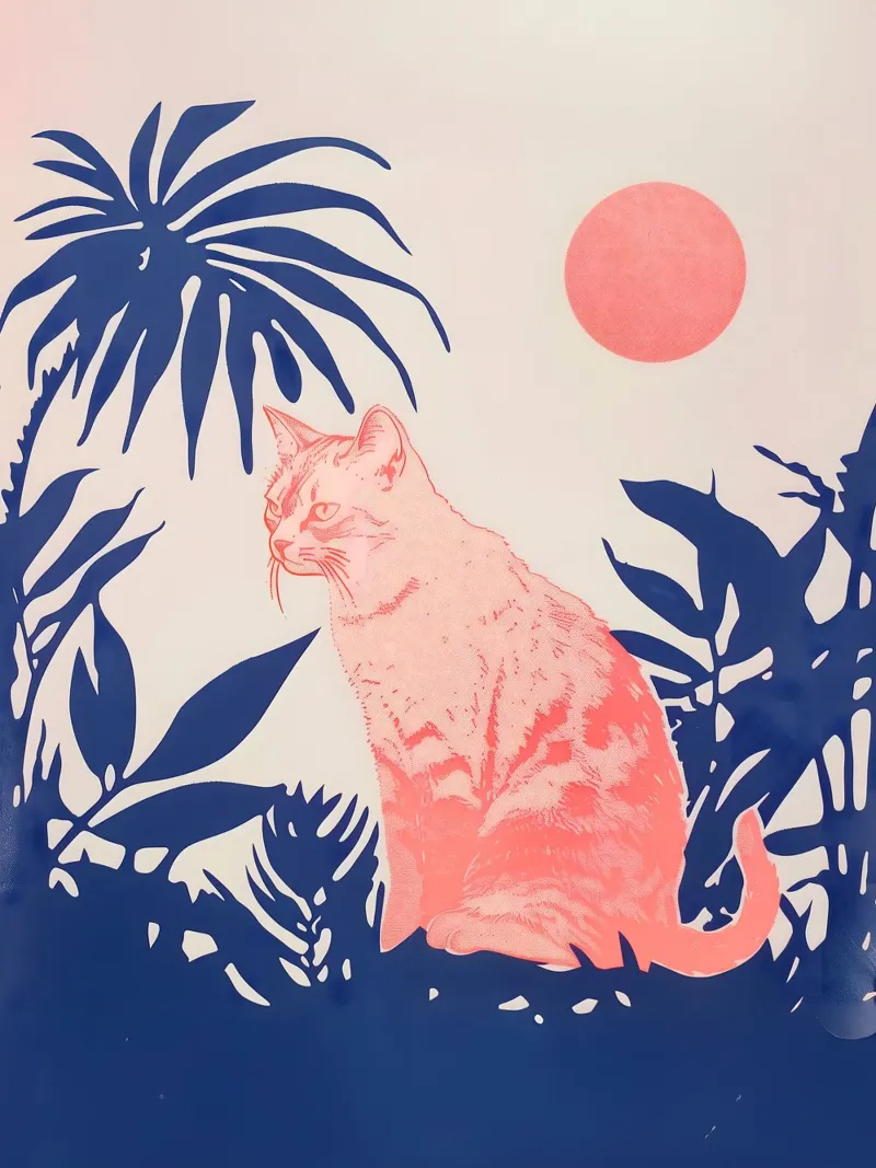 Gato tropical lámina retroiluminada de Cat Grafic Design