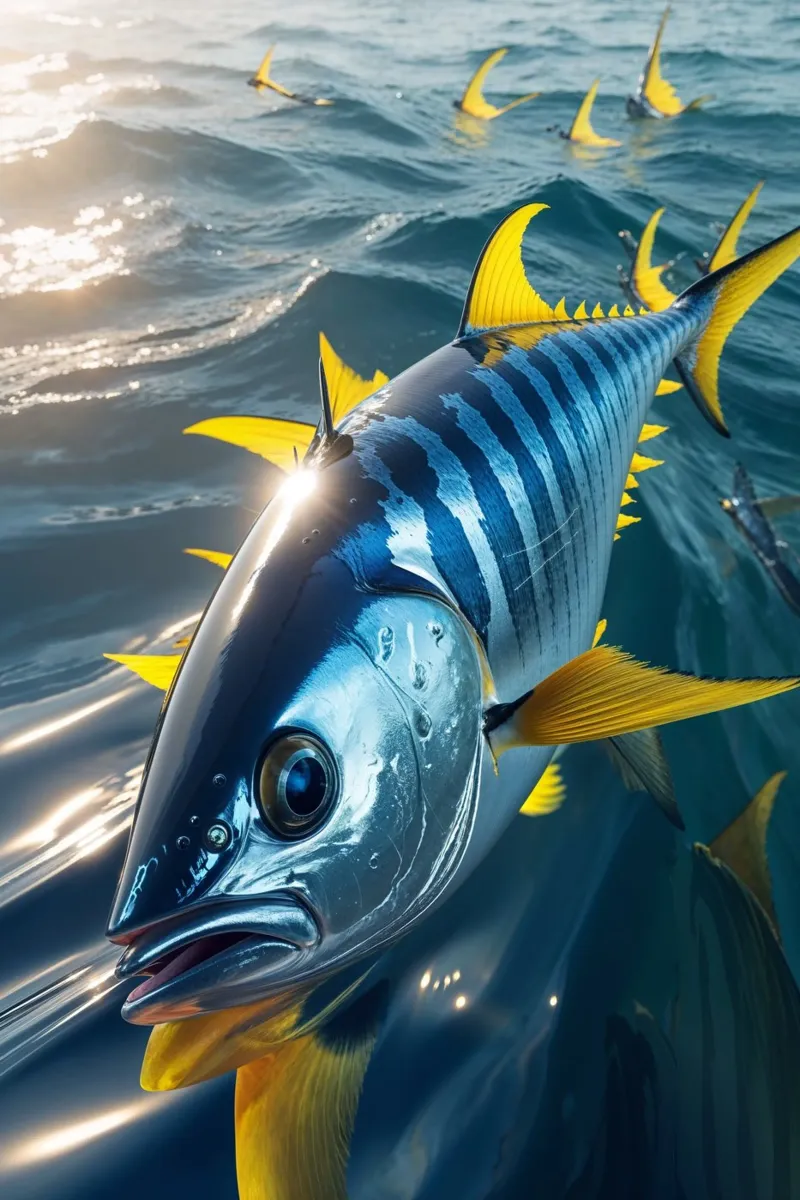 Graceful Yellowfin Tuna in Pristine Waters carta hahnemühle da AlbertKlee