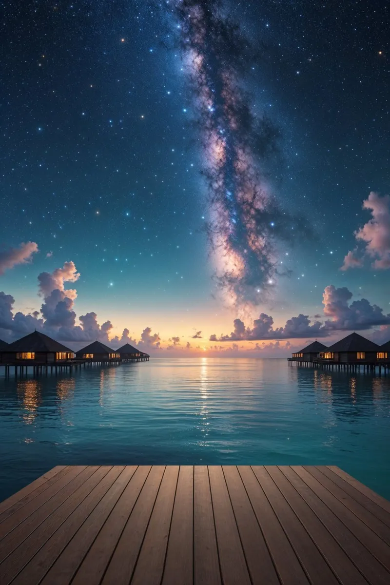 Galaxy Path Over the Ocean poster con telaio in alluminio da AlbertKlee