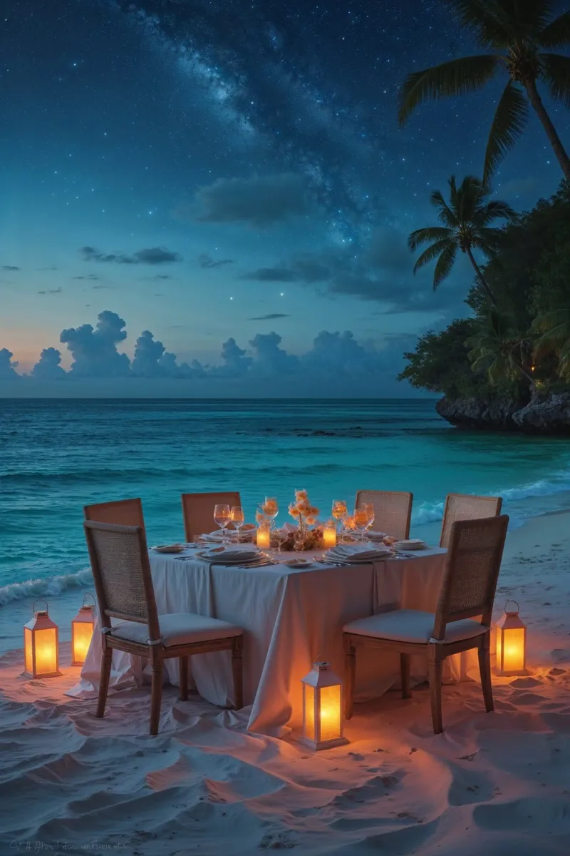 Romantic Dinner Alongside the Milky Way poster da AlbertKlee