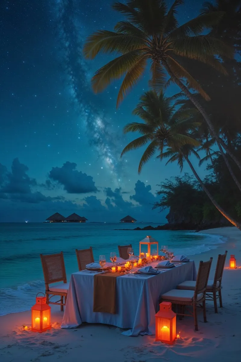 Serene Lantern-Lit Beachside Dining poster da AlbertKlee