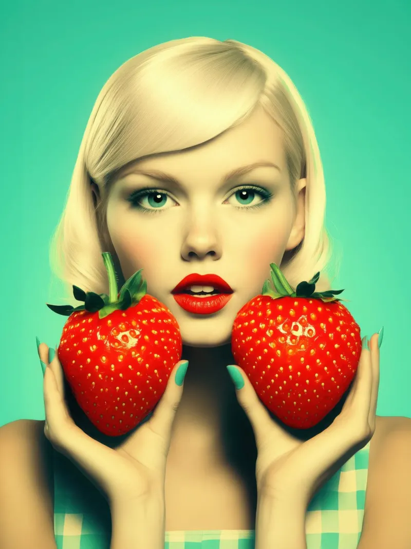 Ragazza bionda alla fragola - Poster cucina retrò poster da Autofocus