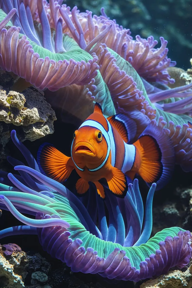 A Clownfish Among Flowing Anemone Tentacles carta hahnemühle da AlbertKlee