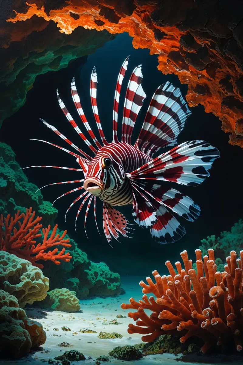Lionfish in a Coral Cave carta hahnemühle da AlbertKlee
