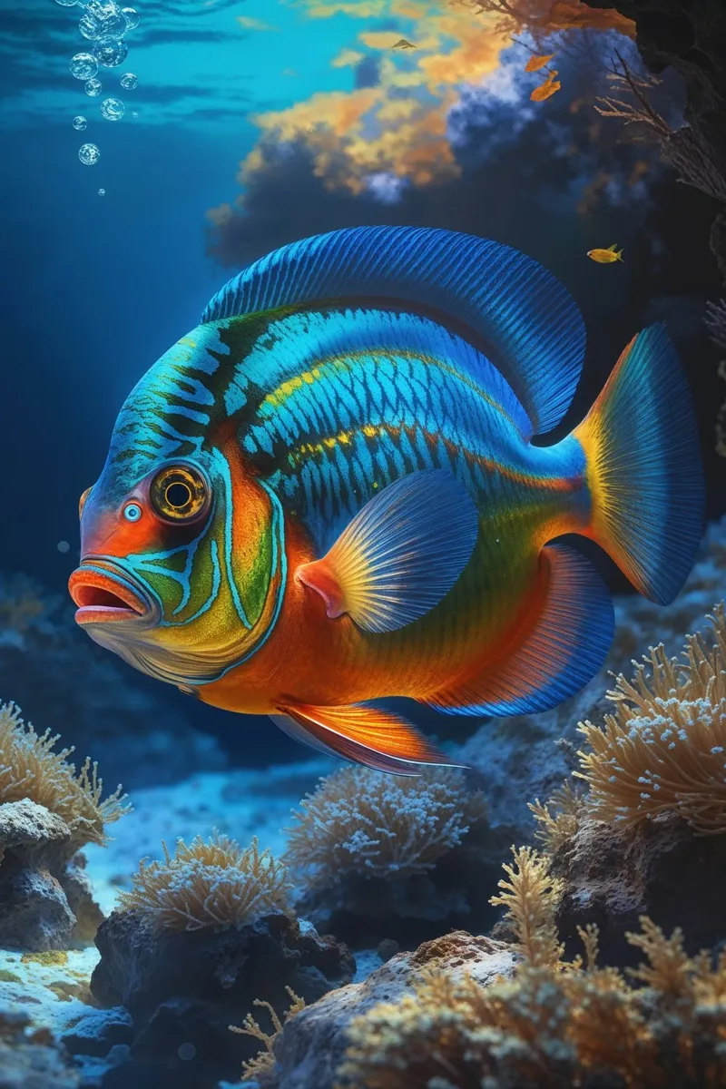 Radiant Mandarin Fish in Coral Haven Acryl-Glas von AlbertKlee
