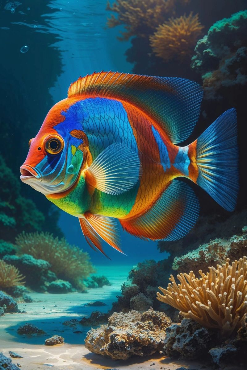 Elegant Mandarin Fish in Vibrant Reef Poster von AlbertKlee
