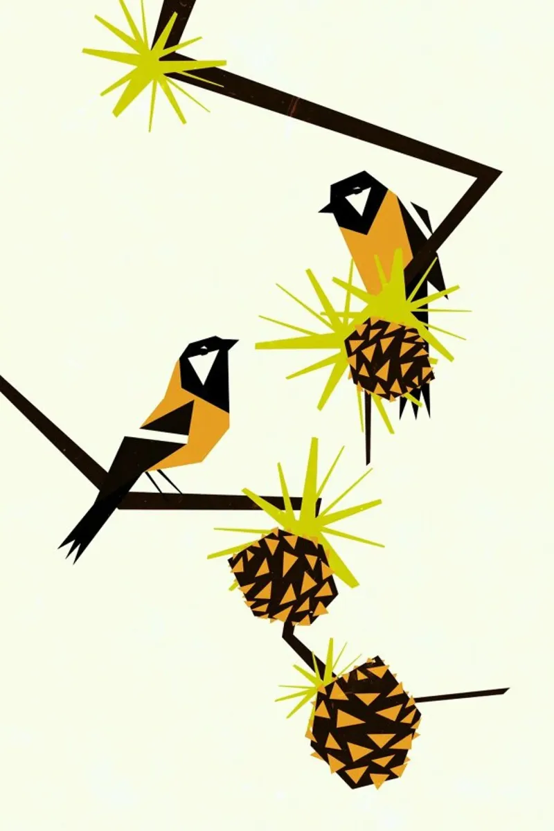Great Tits poster with plastic frame by Yetiland